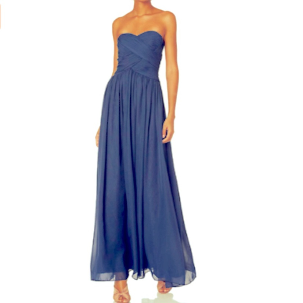 JS Boutique Women’s Ruched Bodice Chiffon Gown NAVY